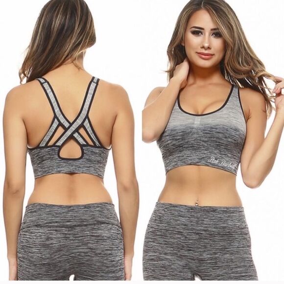 NWT Pink Barbell Gray ombré sports bra Size medium - Picture 1 of 4